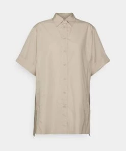 CLOSED Femme Chemisier à Manches Courtes Grain Beige - Blouse Élégante