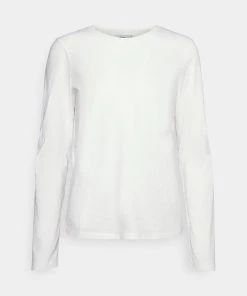 CLOSED Femme T-Shirt à Manches Longues en Coton Ivory - Haut Décontracté Élégant