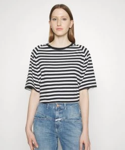 CLOSED T-shirt Femme à Rayures Raglan Imprimé Noir | Vêtements Élégants