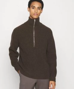 Pullover CLOSED Homme - Demi-Zip Dark Lava - Maille Confortable