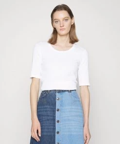 CLOSED Femme T-Shirt Basique Blanc - T-shirt Femme Élégant et Confortable