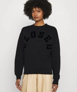 CLOSED Femme Sweatshirt à Col Rond avec Logo Tonal - Noir
