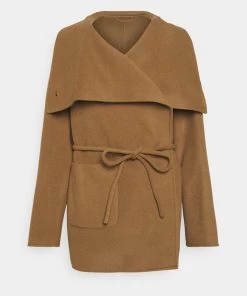 CLOSED ELVY BELTED COAT FUNNEL NECK - Manteau Court Dark Tan Femme -Promos CLOSED Magasin 6209bf66153d44e6ab368e9fc0176801