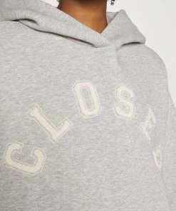 CLOSED Femme Sweatshirt à Capuche avec Logo Blanc sur la Poitrine - Gris -Promos CLOSED Magasin 6e90a4bfc3f94a17a1994ccd952dfa10
