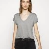 CLOSED Femme T-Shirt Soft V-Neck Basique Gris Heather Melange - Haut de Gamme -Promos CLOSED Magasin 926565da90a84ddc829d388a77922116