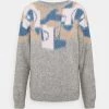 Pullover Femme CLOSED Coloured Block Crew Neck - Gris Heather Melange