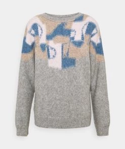 Pullover Femme CLOSED Coloured Block Crew Neck - Gris Heather Melange