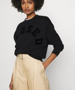 CLOSED Femme Sweatshirt à Col Rond avec Logo Tonal - Noir -Promos CLOSED Magasin c4a0eb682438416db0b5e19142fa48f0