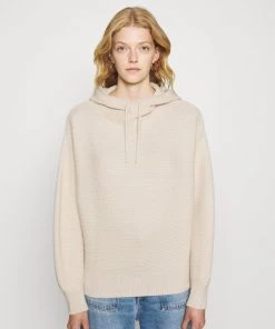 Promos CLOSED Magasin 32 CLOSED Femme Pullover à Capuche en Laine Ivory - Sweat à Capuche Élégant