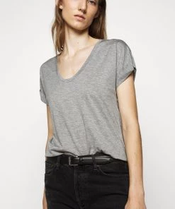 CLOSED Femme T-Shirt Soft V-Neck Basique Gris Heather Melange - Haut de Gamme -Promos CLOSED Magasin d25a37c32d984ee4af4ca68bf7f766af