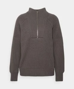 CLOSED Femme ZIP TROYER Pullover Dark Nickel - Pull élégant avec fermeture éclair