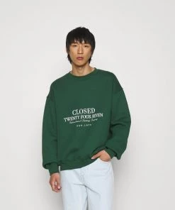 CLOSED Homme Sweatshirt à Capuche Classique Brodé Vert Sapin