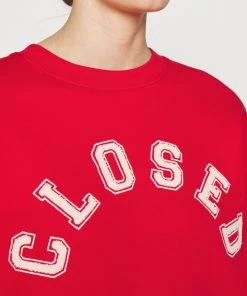 CLOSED Sweatshirt Femme à Col Rond avec Logo - Rouge -Promos CLOSED Magasin d8641826f4724efb91633e6aee423566