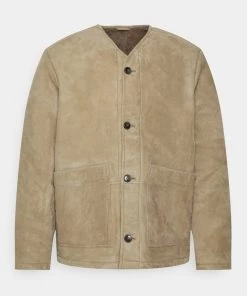 CLOSED Homme COMBAT LINER Veste En Cuir Wet Cement - Vestes en Cuir Haut de Gamme